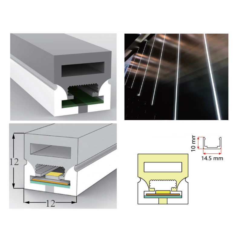 Silicone LED Light Channel Large Illumination For 8mm LED Strip - 12*12mm 180° Three Sides Emitting Silicone LED Light Channel Large Illumination For 8mm LED Strip - 12*12mm 180° Three Sides Emitting